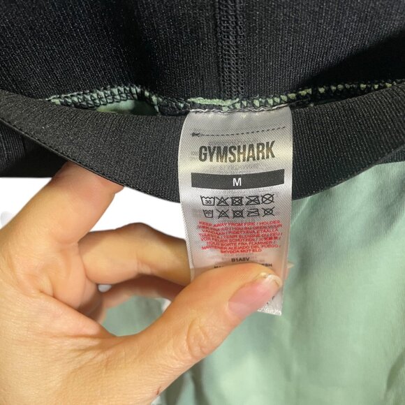 Gymshark Medium Green Leggings Black Waistband Stretchy Logo Design - Picture 4 of 4